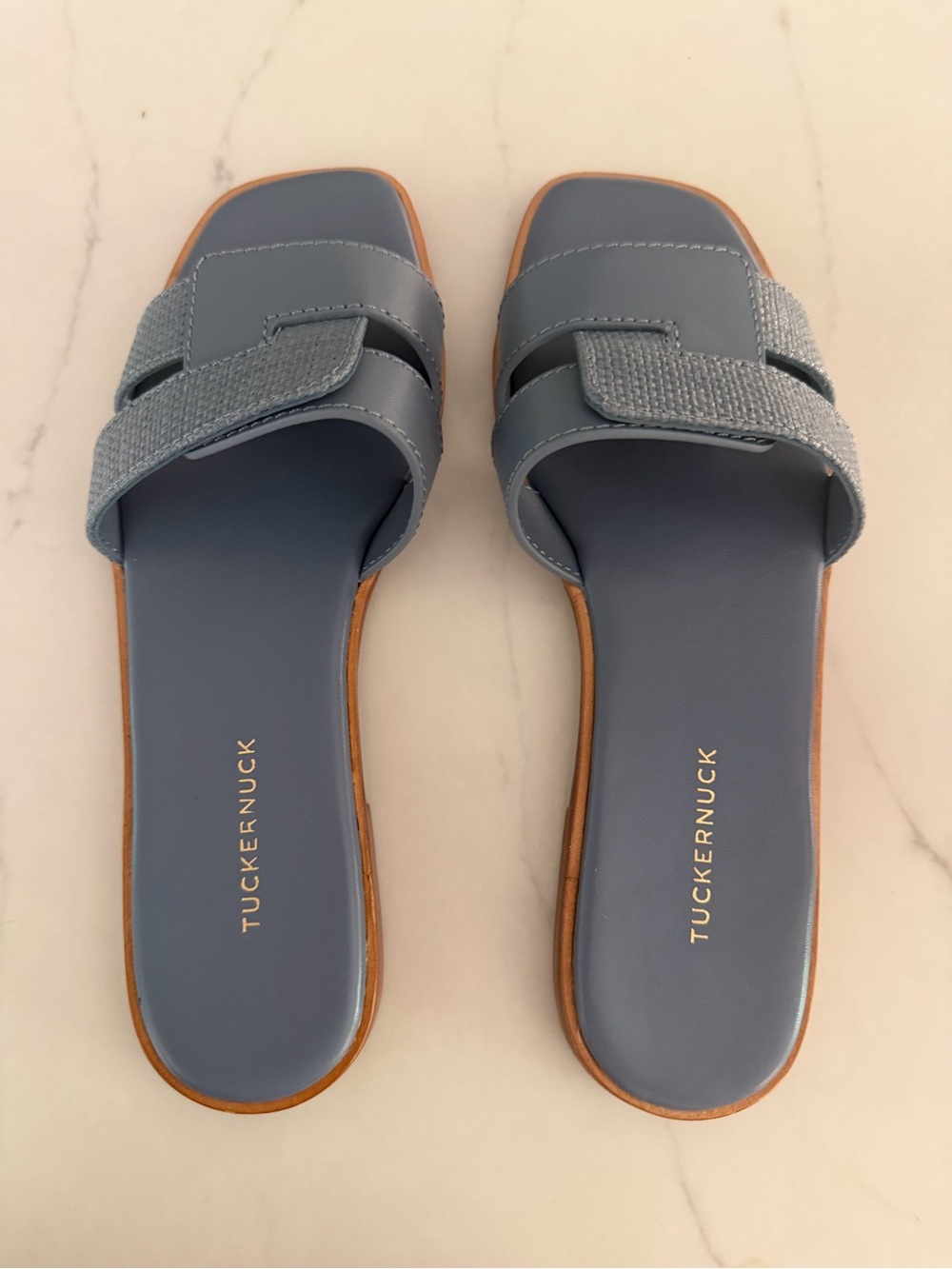 Tuckernuck Dusty Blue Slide Sandals